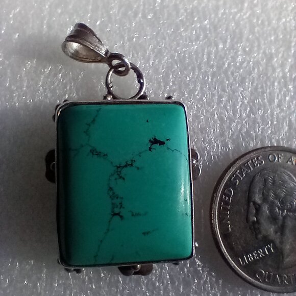 Gorgeous 925 Vintage Turquoise Pendant - Possibly Navajo/Kingman - Picture 1 of 8